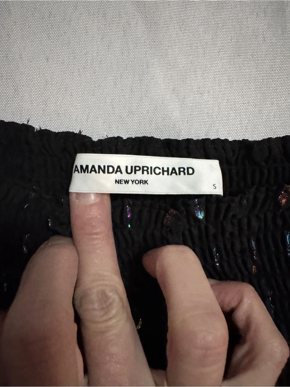 Like New Amanda Uprichard Aurelie skirt in prism Black tiered Metallic Rainbow
